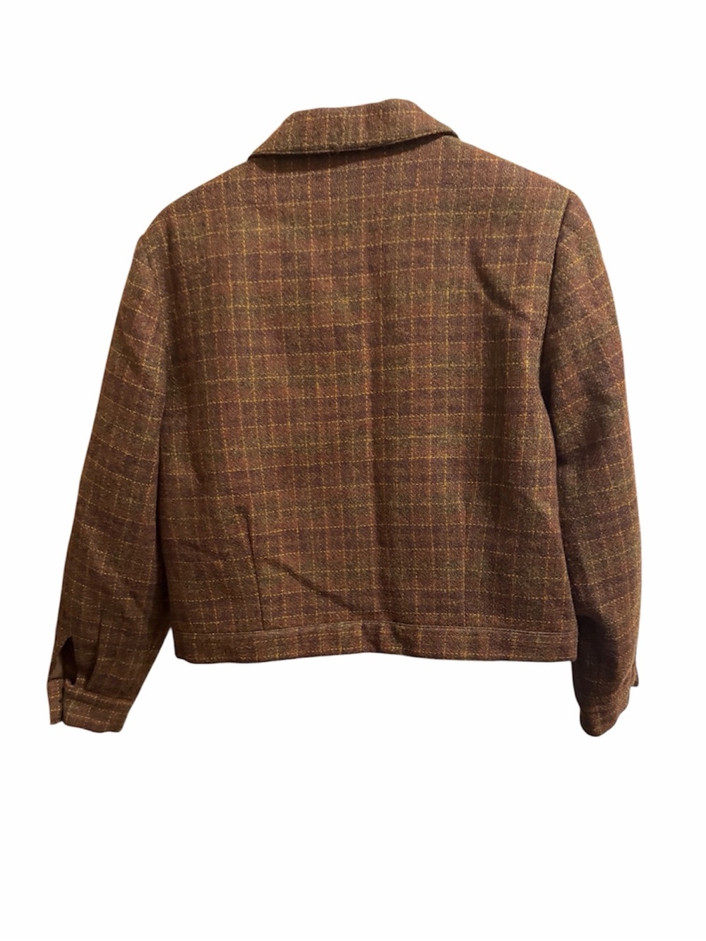 Bridgewater Classics Brown Plaid Cropped Wool Blazer - Picture 4 of 4
